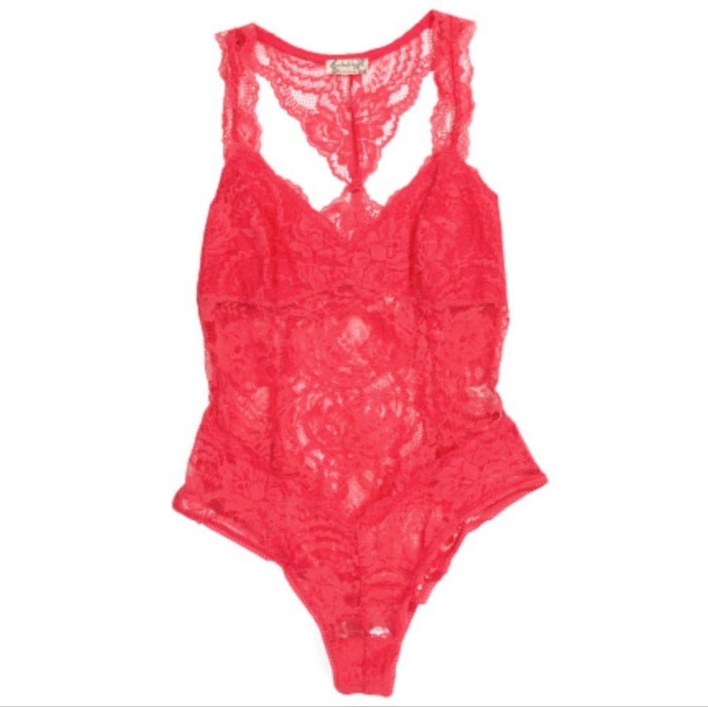 Free People Intimately Midnight Hour Lace Bodysuit Hot Berry X-Small